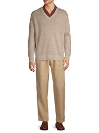 Jeff Linen & Wool-Blend V-Neck Sweater