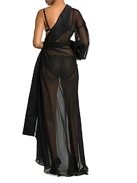 Silk Chiffon Sheer One-Shoulder Gown