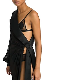 Silk Chiffon Sheer One-Shoulder Gown