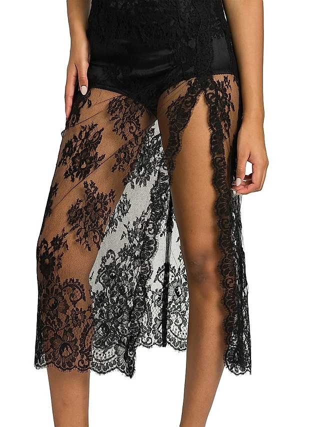 Nordstrom Tadashi Shoji Lace & Mesh Midi Cocktail Dress at Nordstrom, | The  Summit