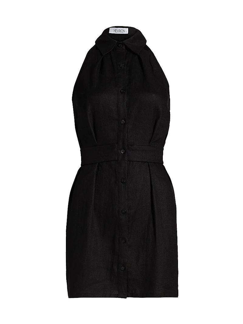Domino Linen Sleeveless Minidress