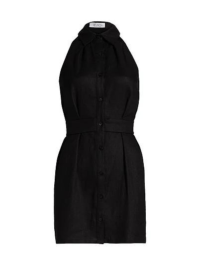 Domino Linen Sleeveless Minidress