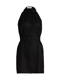 Domino Linen Sleeveless Minidress