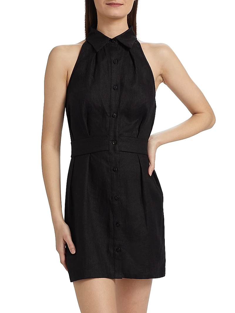 Domino Linen Sleeveless Minidress