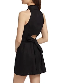 Domino Linen Sleeveless Minidress