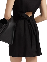 Domino Linen Sleeveless Minidress