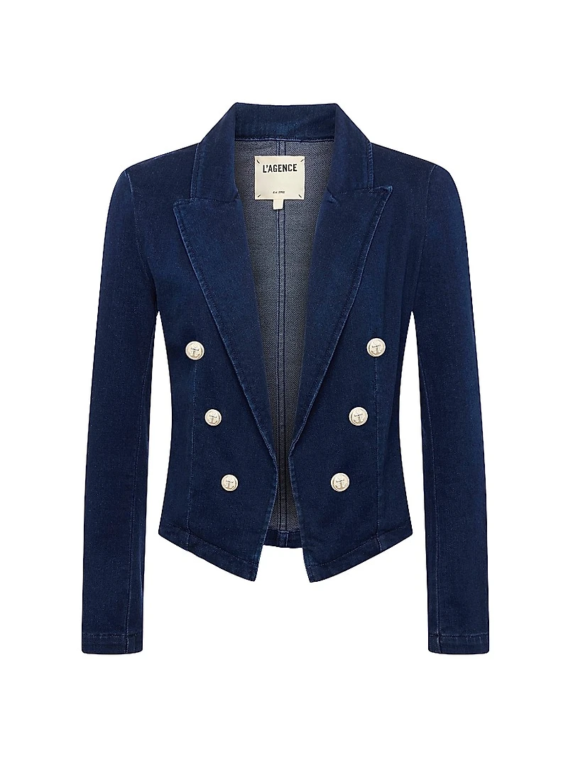 Wayne Denim Double-Breasted Blazer