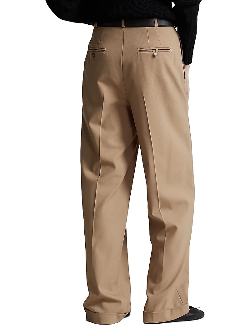 Wool Pleated Wide-Leg Pants
