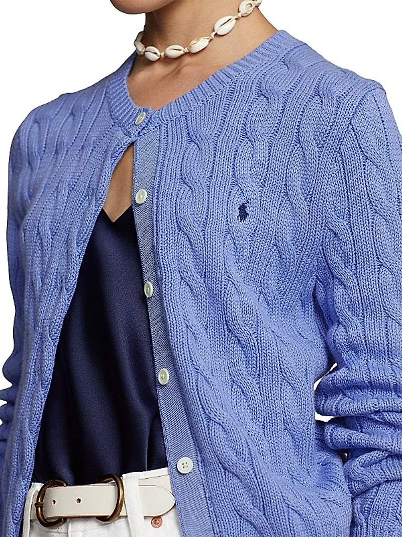 Cable-Knit Crewneck Cardigan