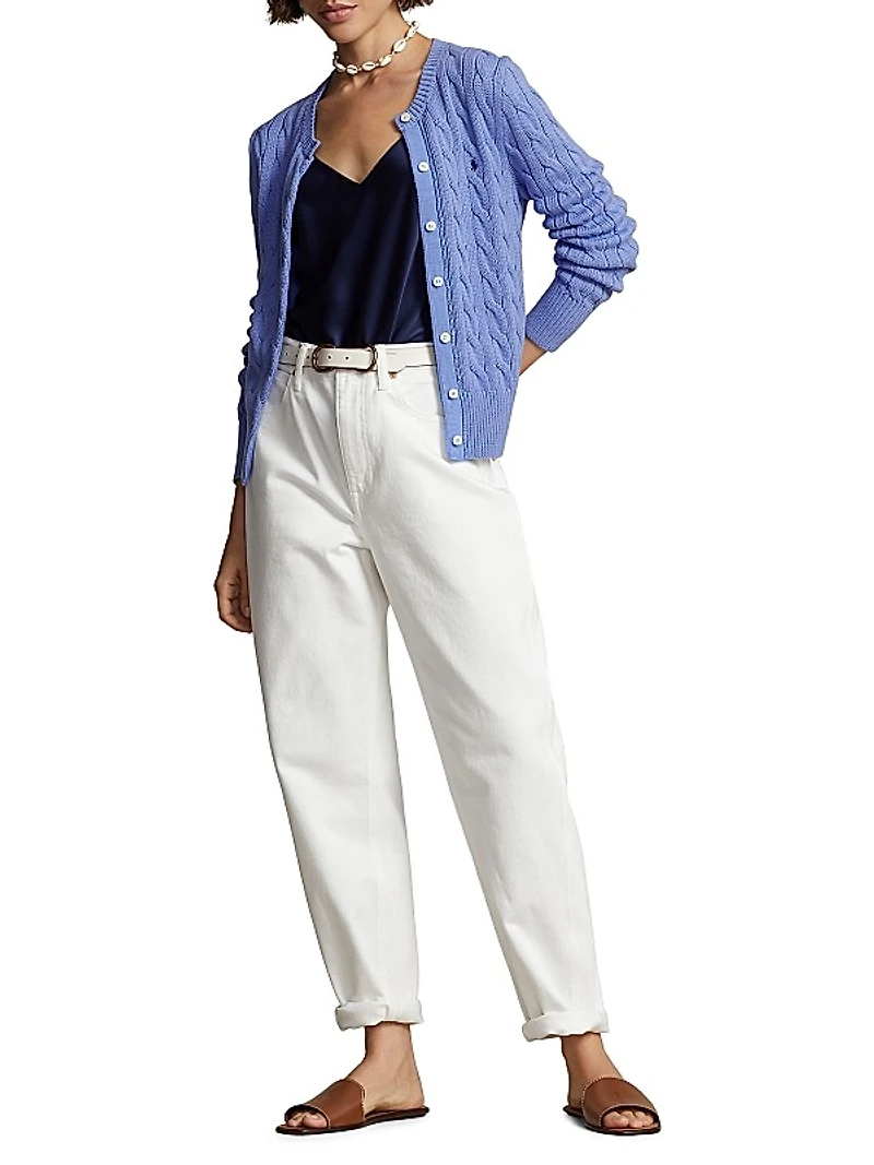Cable-Knit Crewneck Cardigan