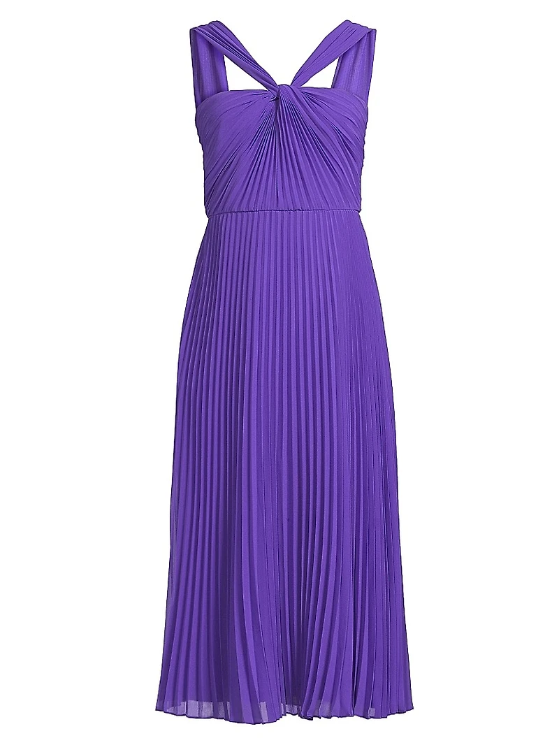 Joanna Pleated Chiffon Midi-Dress