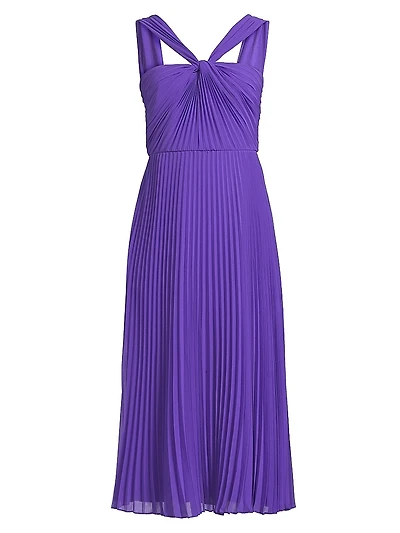 Joanna Pleated Chiffon Midi-Dress