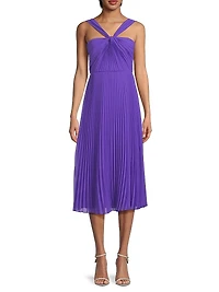 Joanna Pleated Chiffon Midi-Dress