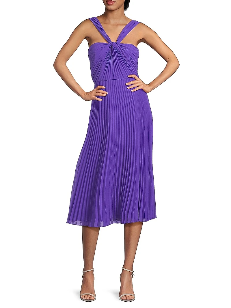Joanna Pleated Chiffon Midi-Dress