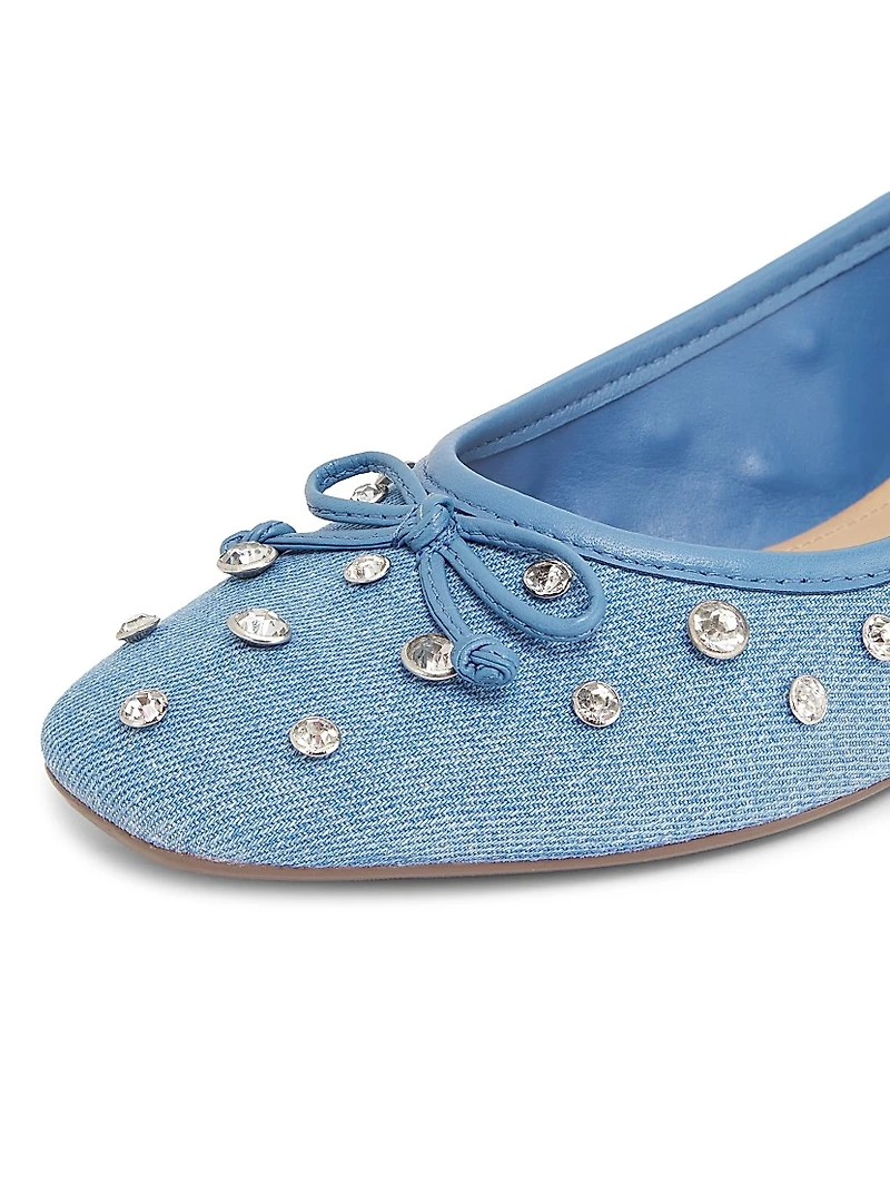 Arissa Shine Embellished Denim Ballet Flats