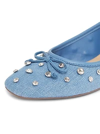 Arissa Shine Embellished Denim Ballet Flats