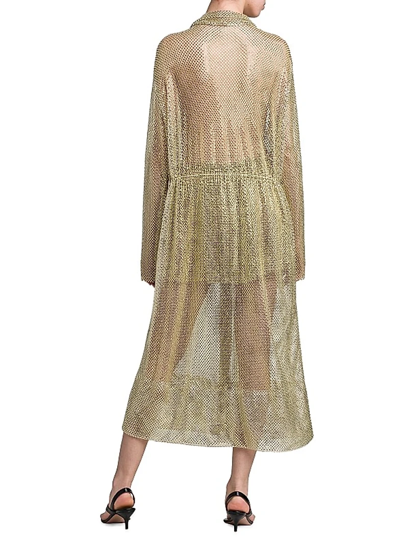 Rhinestone Mesh Midi-Dress