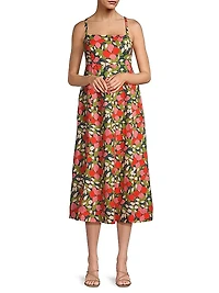 Sandrine Floral Linen Midi-Dress