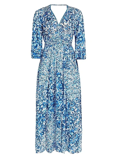 Annabelle Floral Crêpê V-Neck Midi Dress