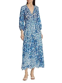 Annabelle Floral Crêpê V-Neck Midi Dress