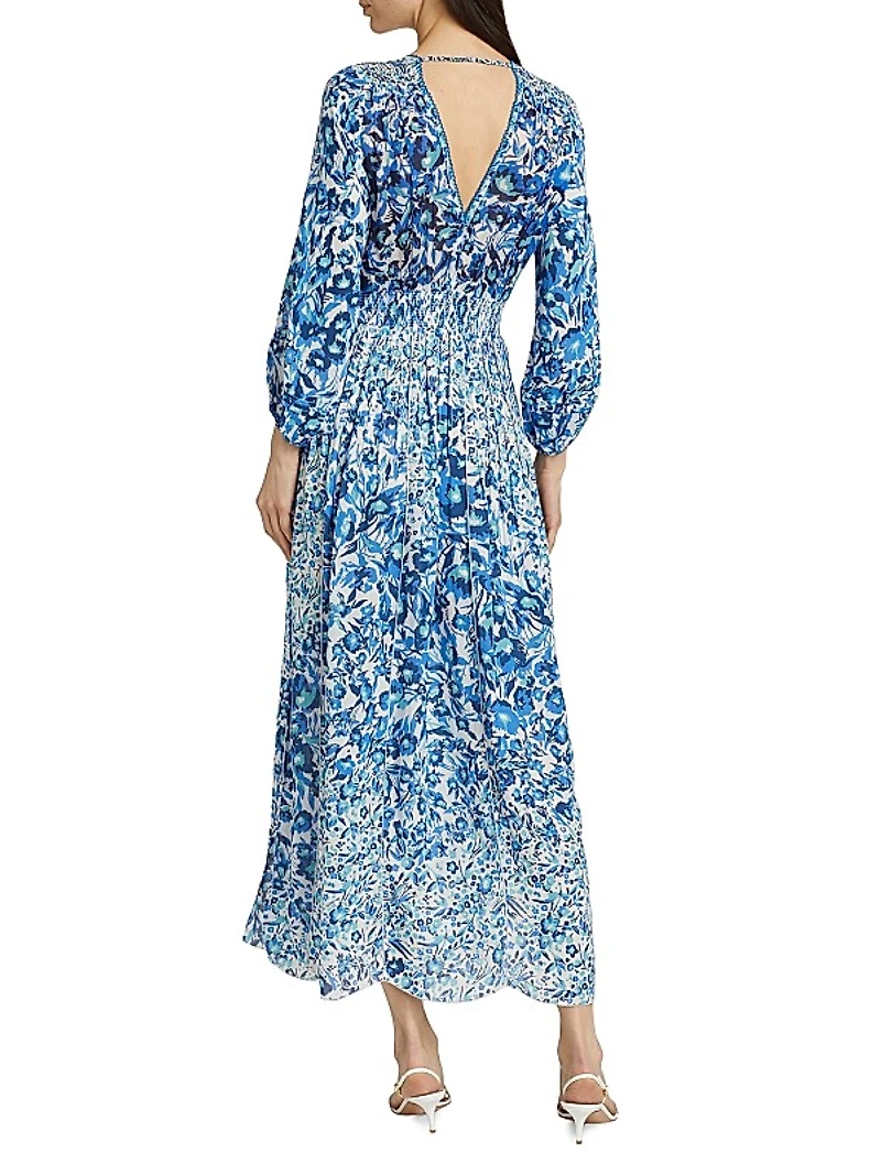Annabelle Floral Crêpê V-Neck Midi Dress