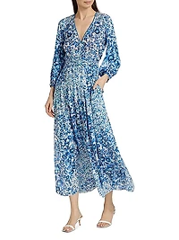 Annabelle Floral Crêpê V-Neck Midi Dress