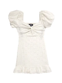 Girl's Phoebe Eyelet Puff-Sleeve Dress