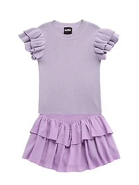 Girl's Isla Flutter-Sleeve Sweater