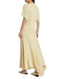 Daisy Print V-Neck Maxi Dress