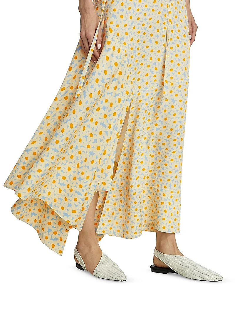 Daisy Print V-Neck Maxi Dress