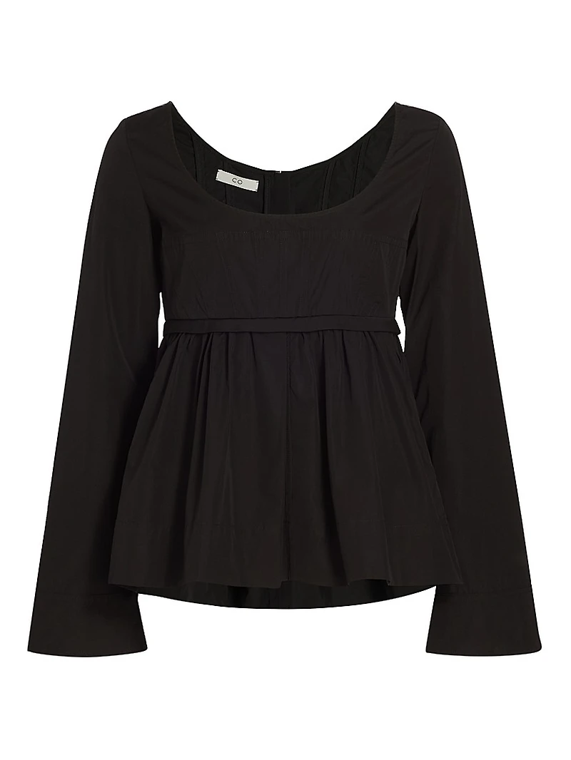 Long-Sleeve Cotton Corset Top