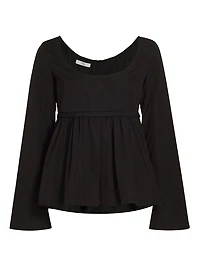 Long-Sleeve Cotton Corset Top