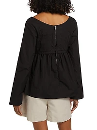 Long-Sleeve Cotton Corset Top