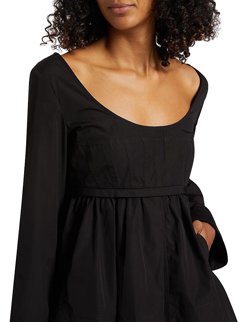 Long-Sleeve Cotton Corset Top