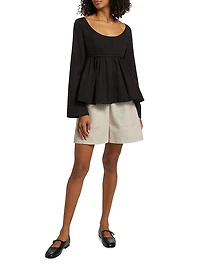 Long-Sleeve Cotton Corset Top