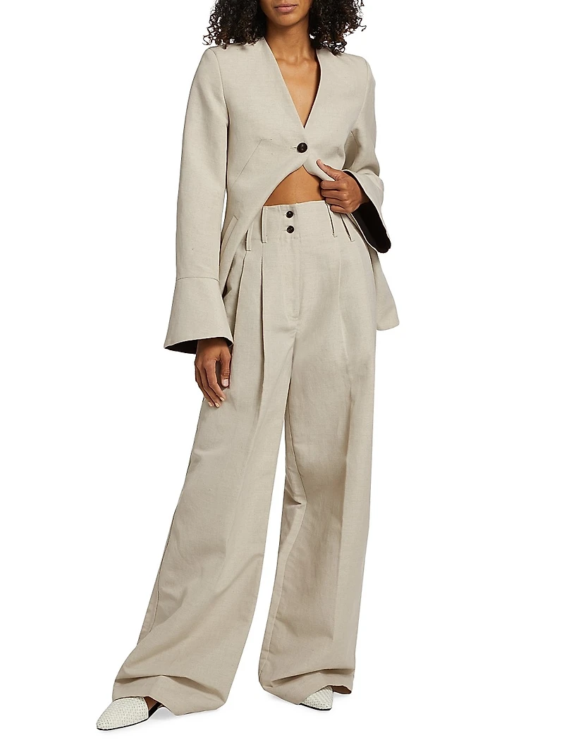 Sack Wide-Leg Wool-Blend Trousers