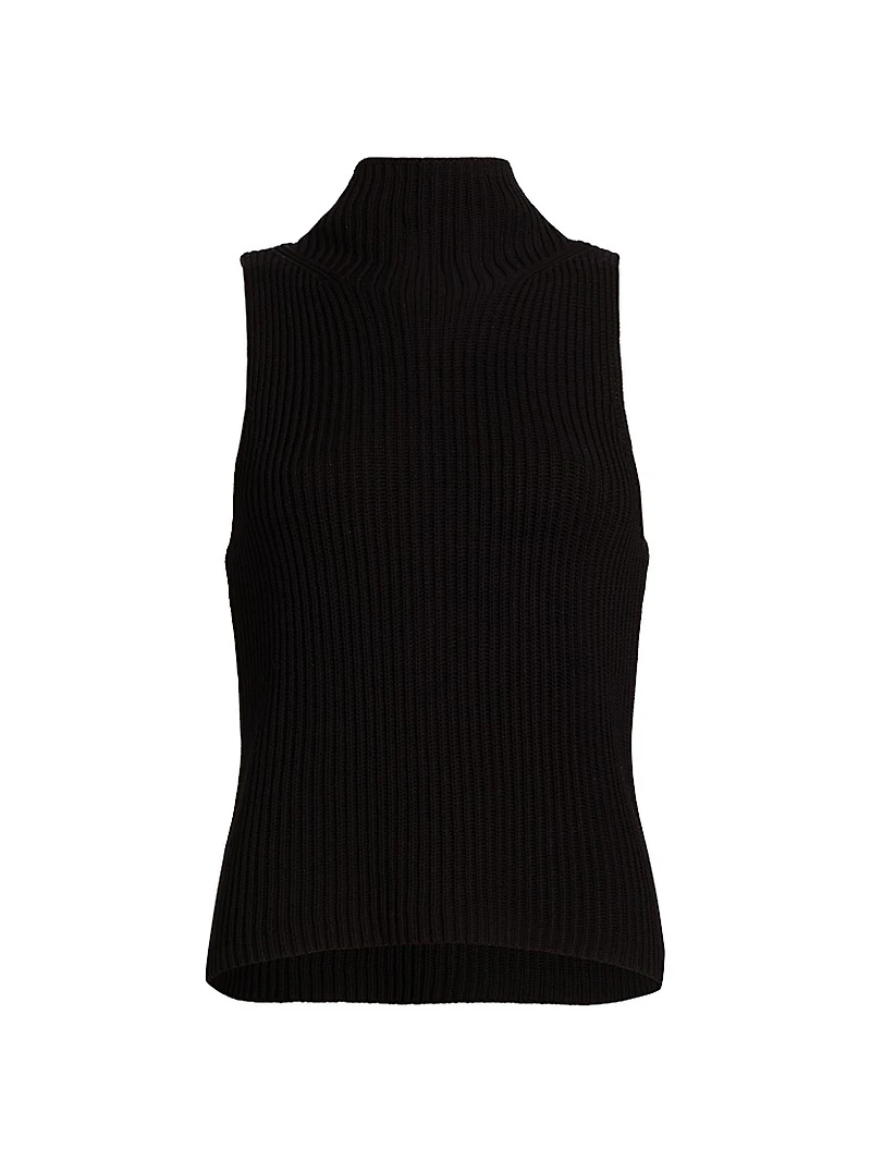 Sonia Rib-Knit Mock Turtlneck Sweater Vest