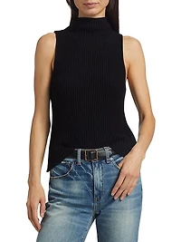 Sonia Rib-Knit Mock Turtlneck Sweater Vest