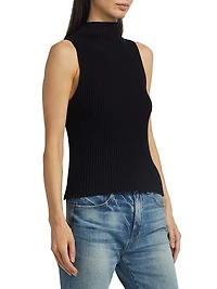 Sonia Rib-Knit Mock Turtlneck Sweater Vest