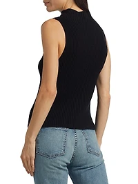 Sonia Rib-Knit Mock Turtlneck Sweater Vest