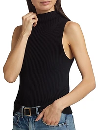 Sonia Rib-Knit Mock Turtlneck Sweater Vest