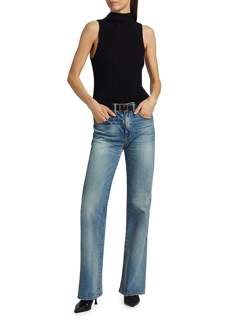 Sonia Rib-Knit Mock Turtlneck Sweater Vest