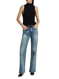 Sonia Rib-Knit Mock Turtlneck Sweater Vest