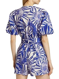 Devin Geometric Tie-Waist Romper
