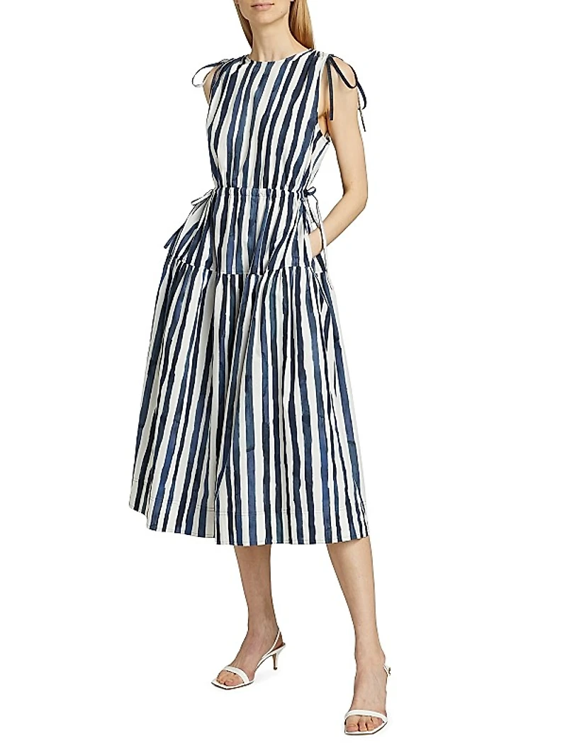 Elenora Striped Midi-Dress