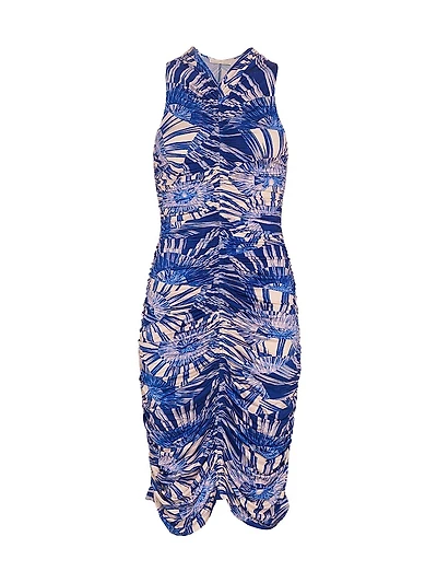 Jasmine Geometric Ruched Knee-Length Dress