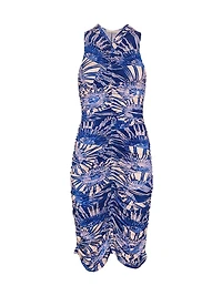 Jasmine Geometric Ruched Knee-Length Dress