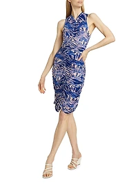 Jasmine Geometric Ruched Knee-Length Dress
