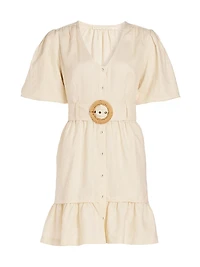 Gwyneth Tie-Waist Linen Minidress