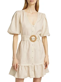 Gwyneth Tie-Waist Linen Minidress